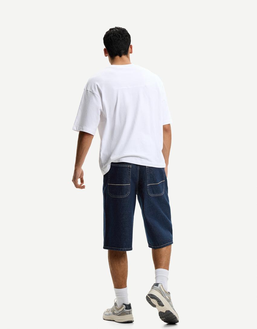 Calções bermuda denim Skater