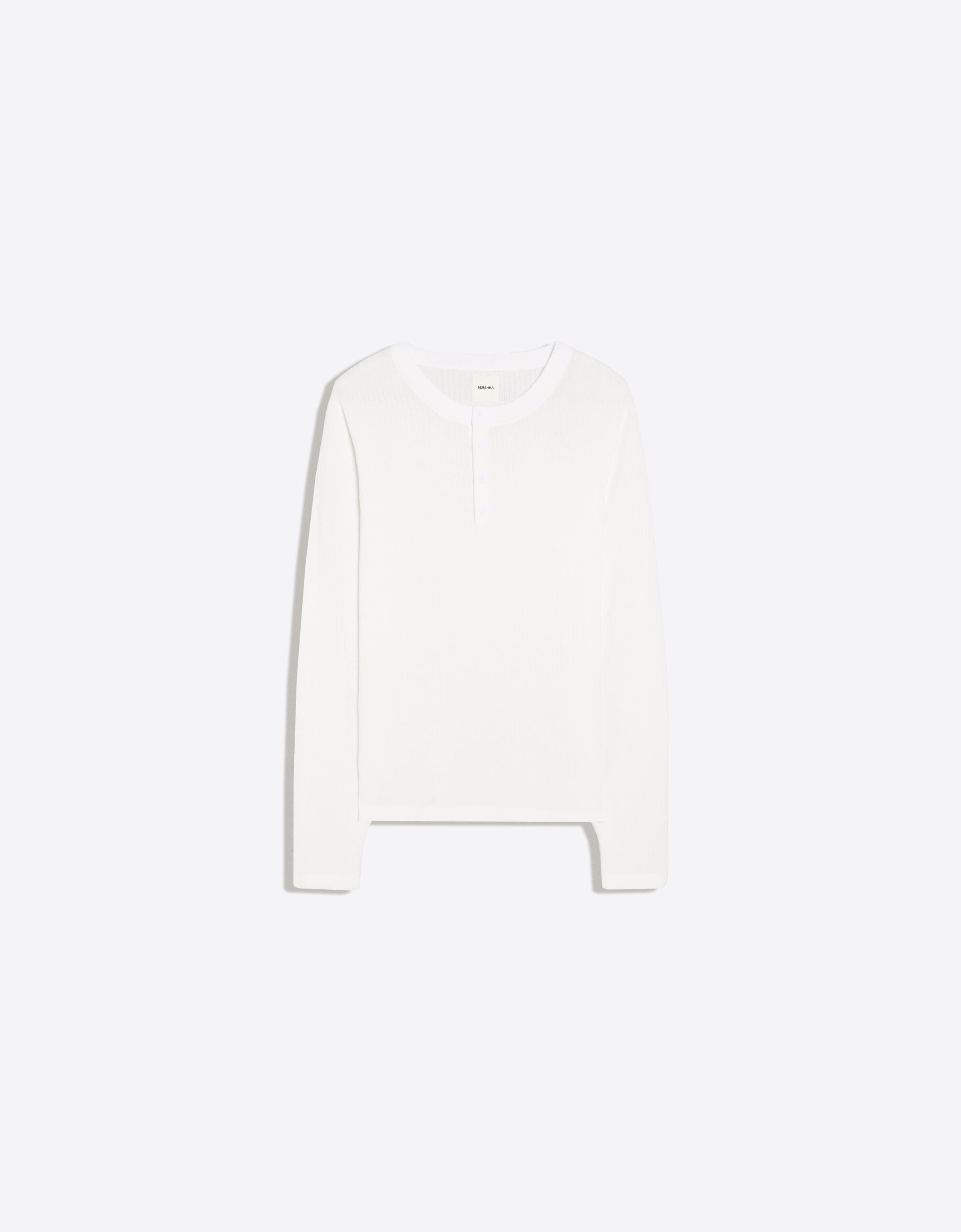 Henley knit jumper — White