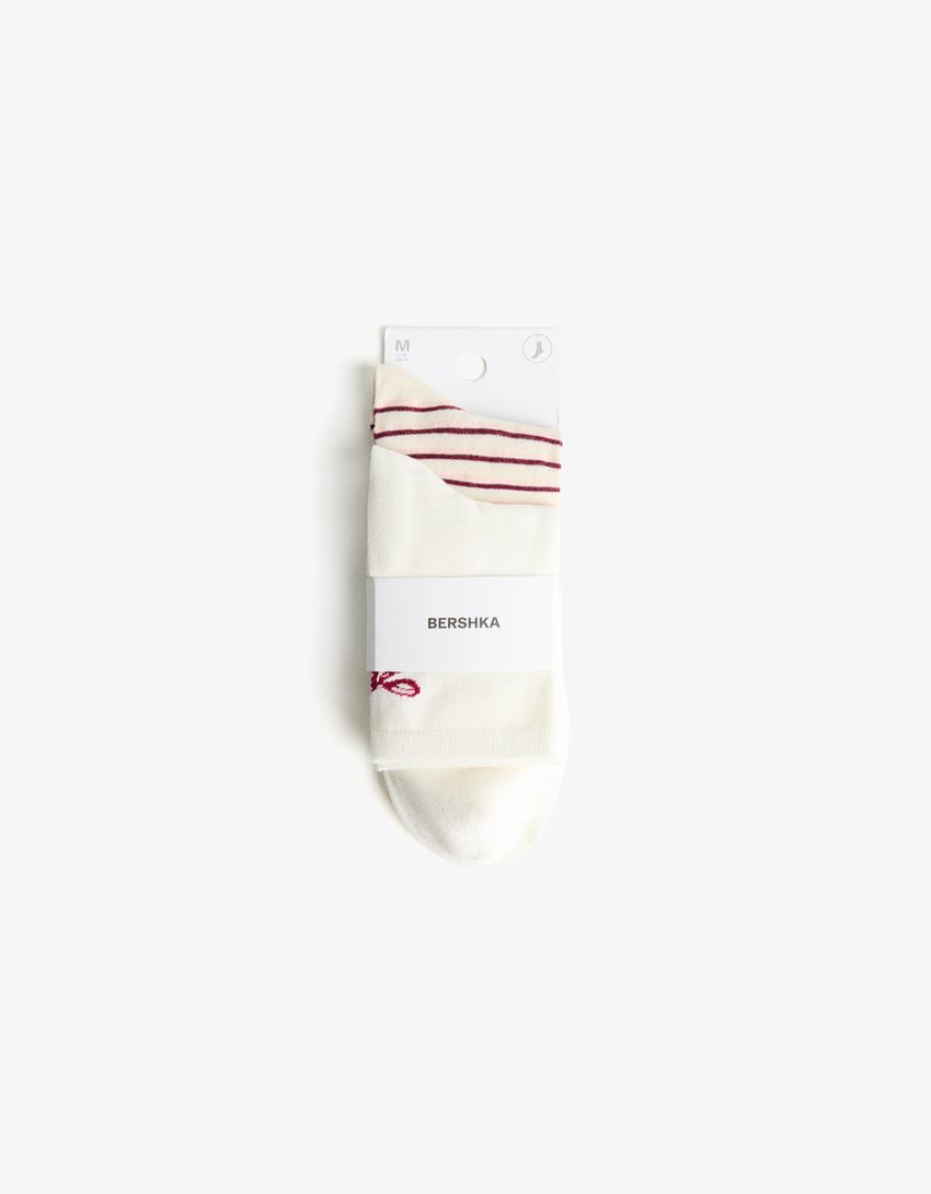 2-pack of bow socks-Maroon