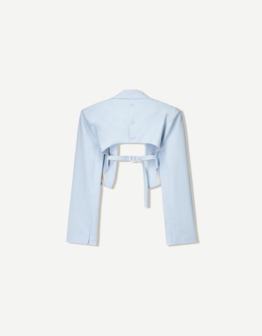 Super cropped blazer-Light blue