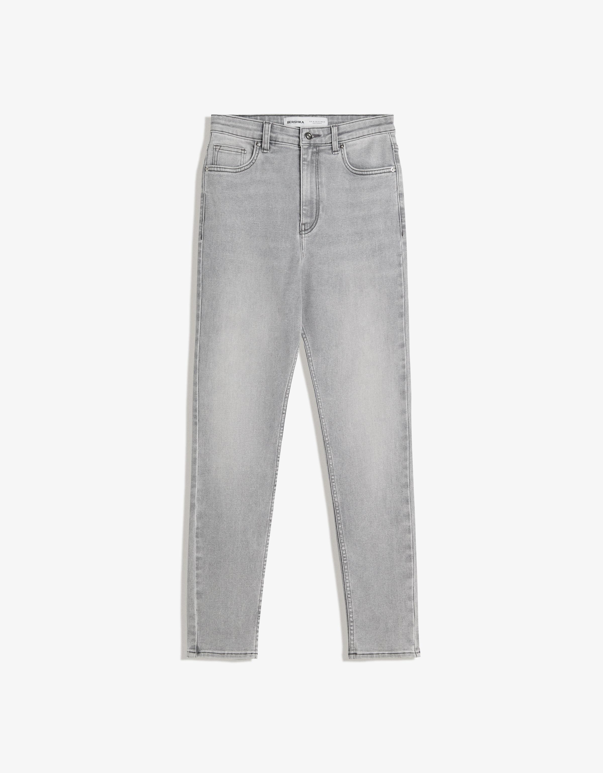 Bershka Jeans Mit Super Hohem Bund, Skinny, Soft Damen 40 Grau