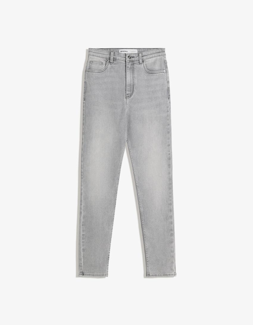 Jeans super taille haute skinny fit soft-Gris-0