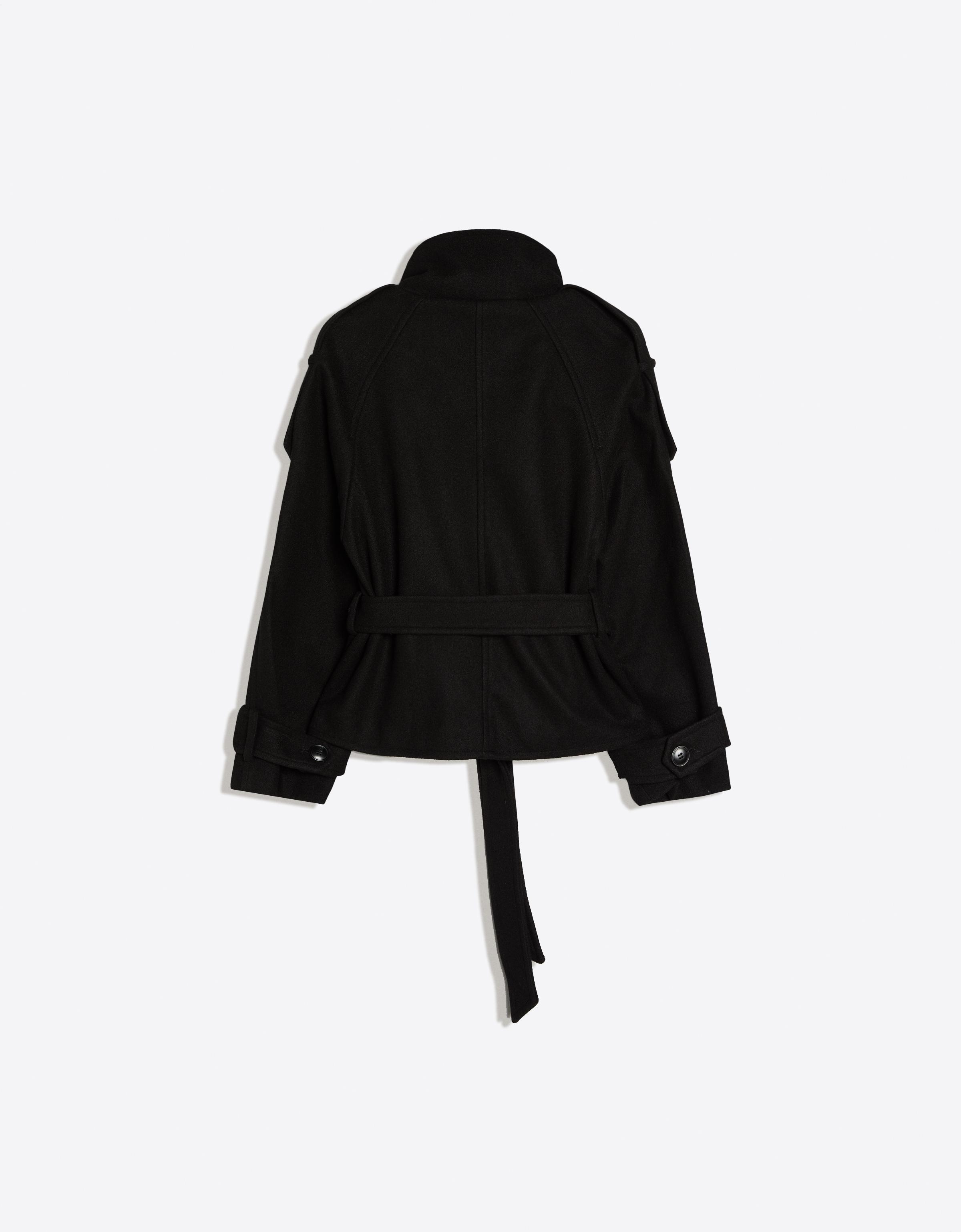 Funnel neck trench jacket — Black