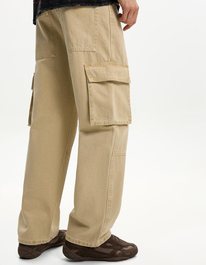 Baggy cargo jeans-Camel