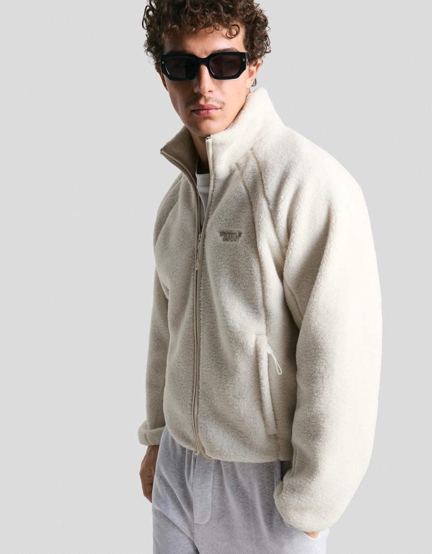 Faux shearling jacket-Cream