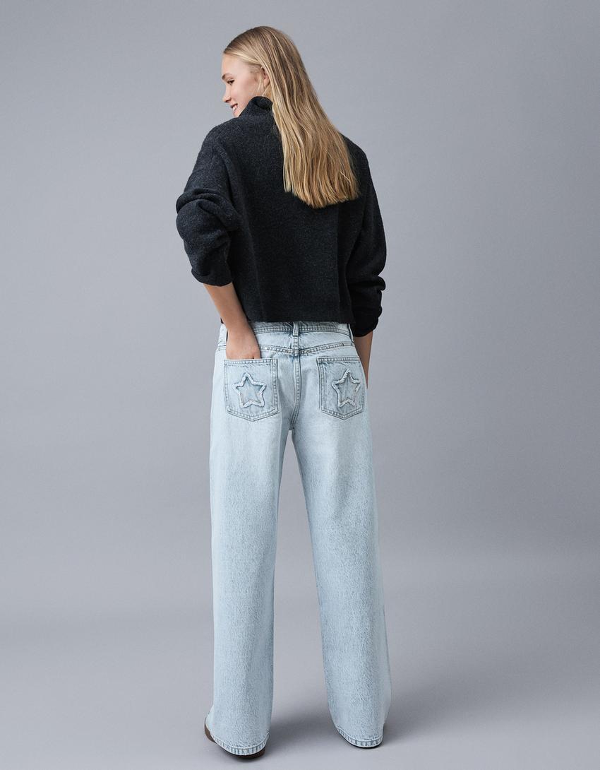 Jeans baggy tachas estrellas-Azul claro