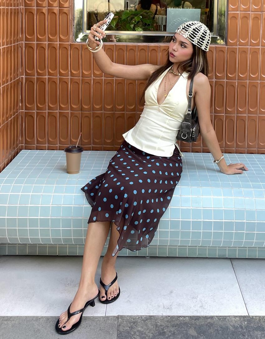 Striped halter top-Yellow