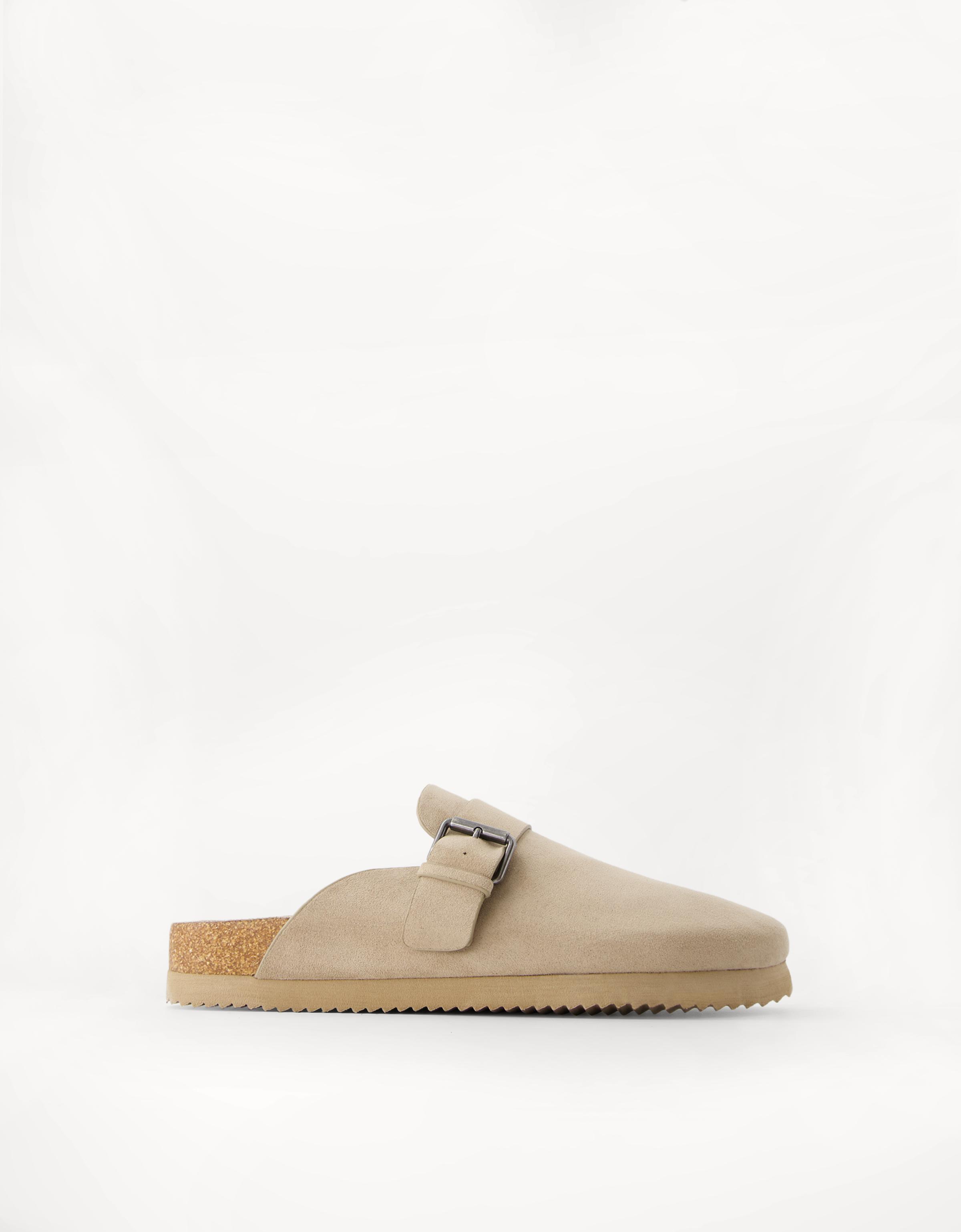 Clogs with buckle detail — TAUPE