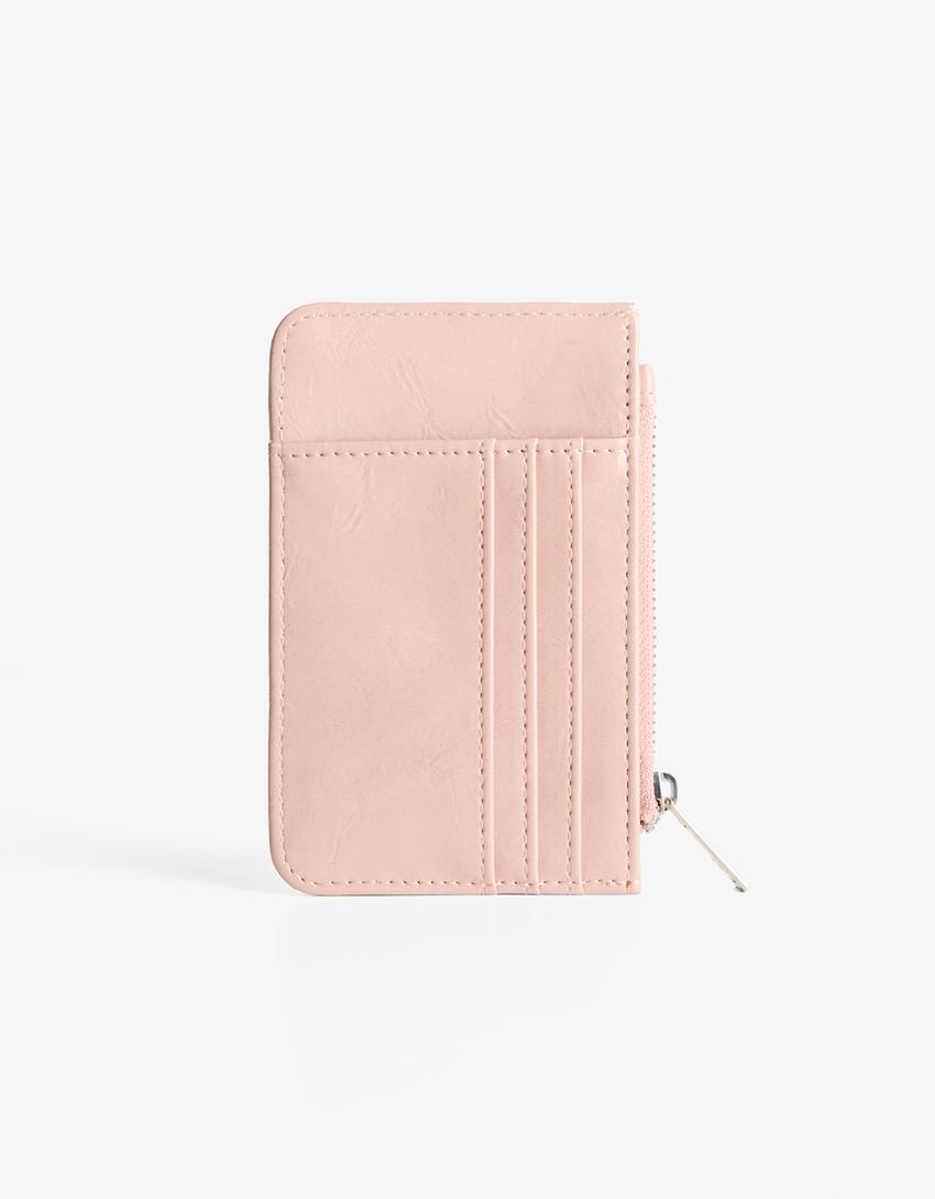Porte-cartes effet verni-Rose