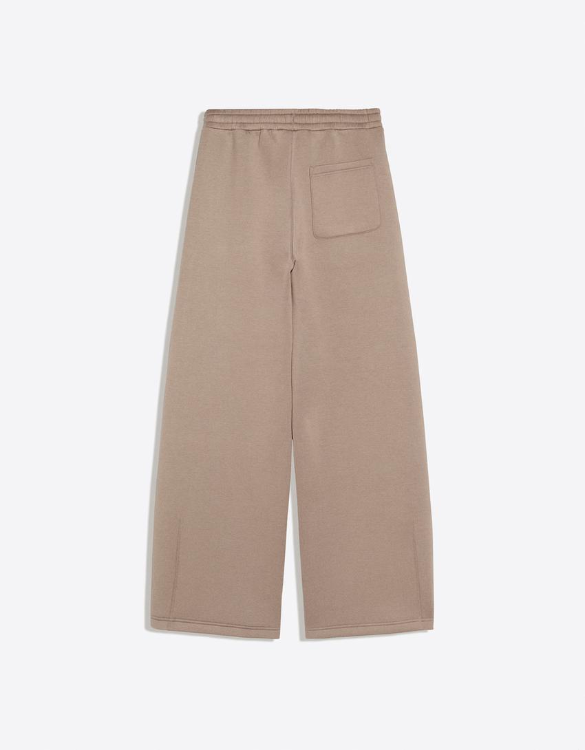 Scuba knit barrel trousers-Sand