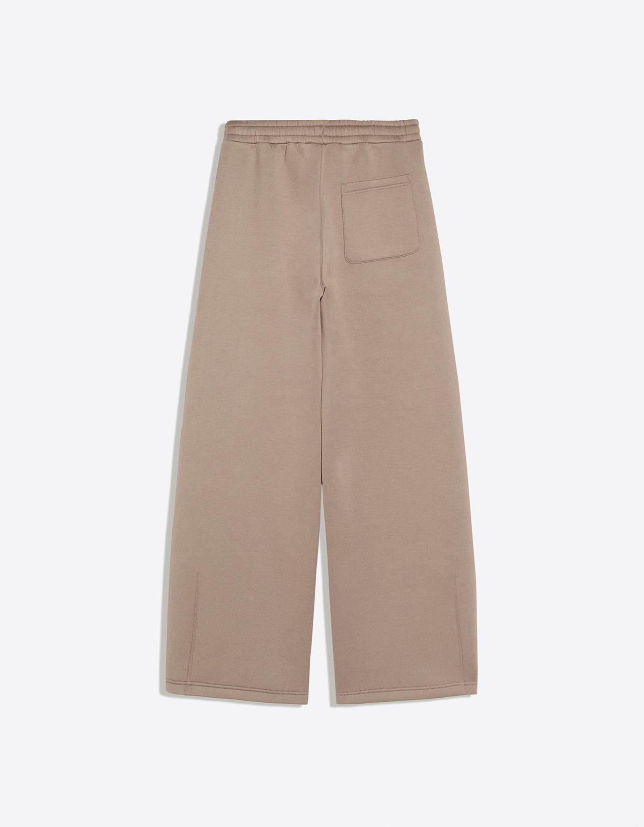 Scuba fabric barrel trousers — Sand