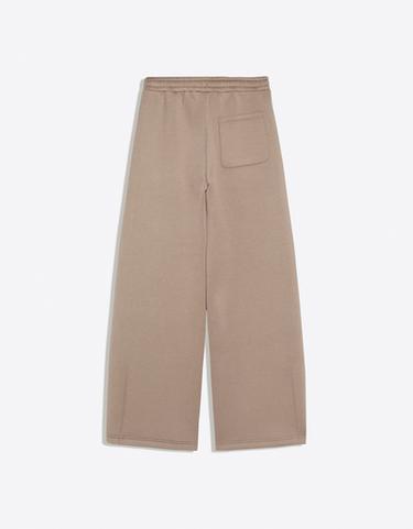 Scuba fabric barrel trousers — Sand 7