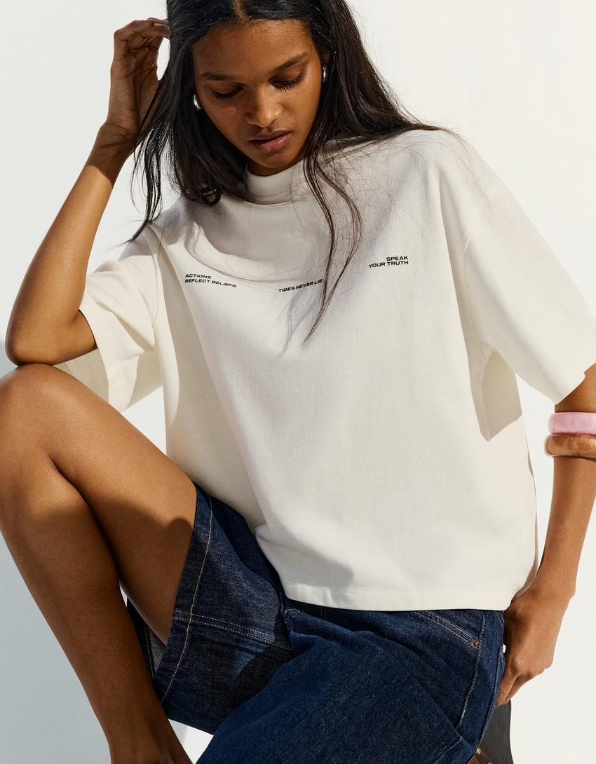 Camiseta oversize print-Crudo