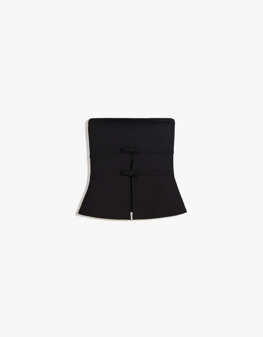 Bandeau top with bows-Black-4