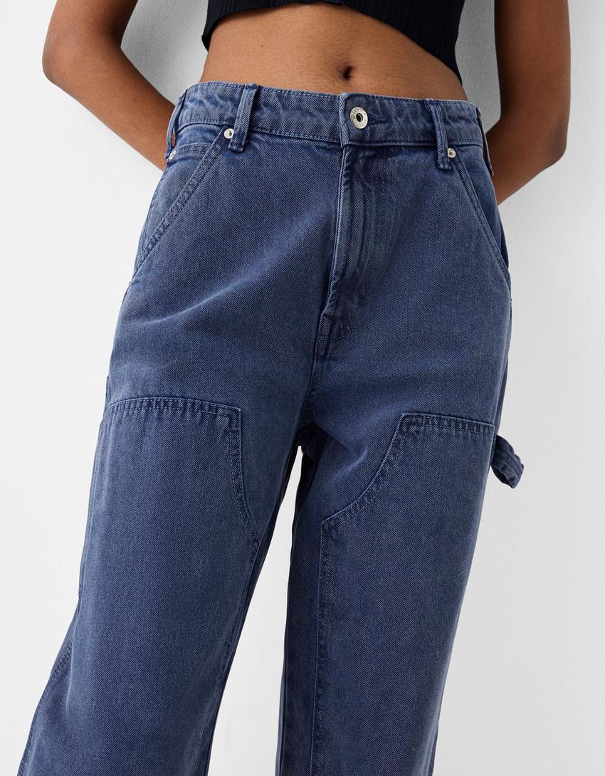 سروال عمالي ريفي تويل-أزرق داكن-5