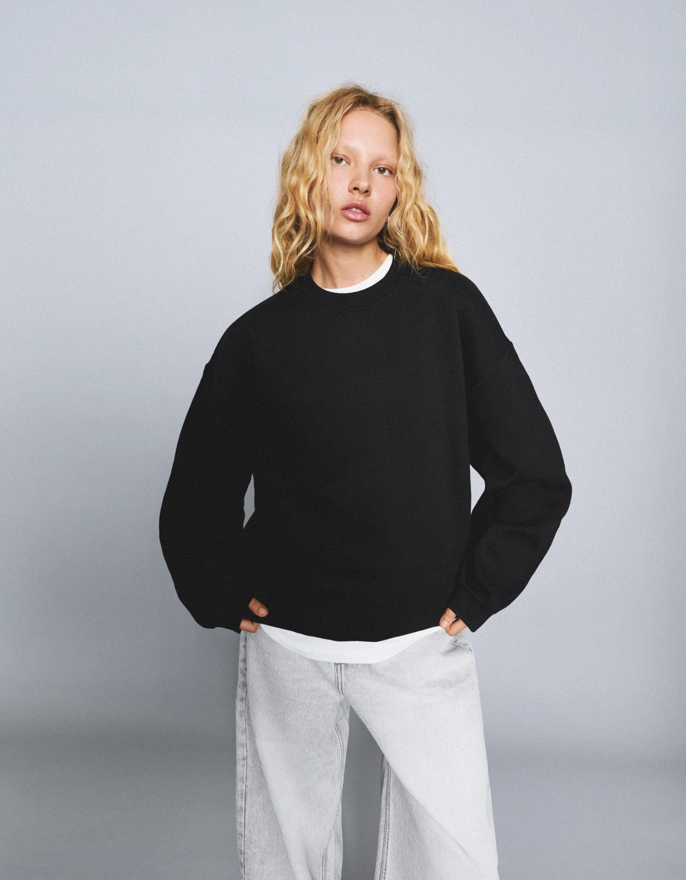 Bershka Oversize-Sweatshirt Mit Taschen Damen Xl Schwarz
