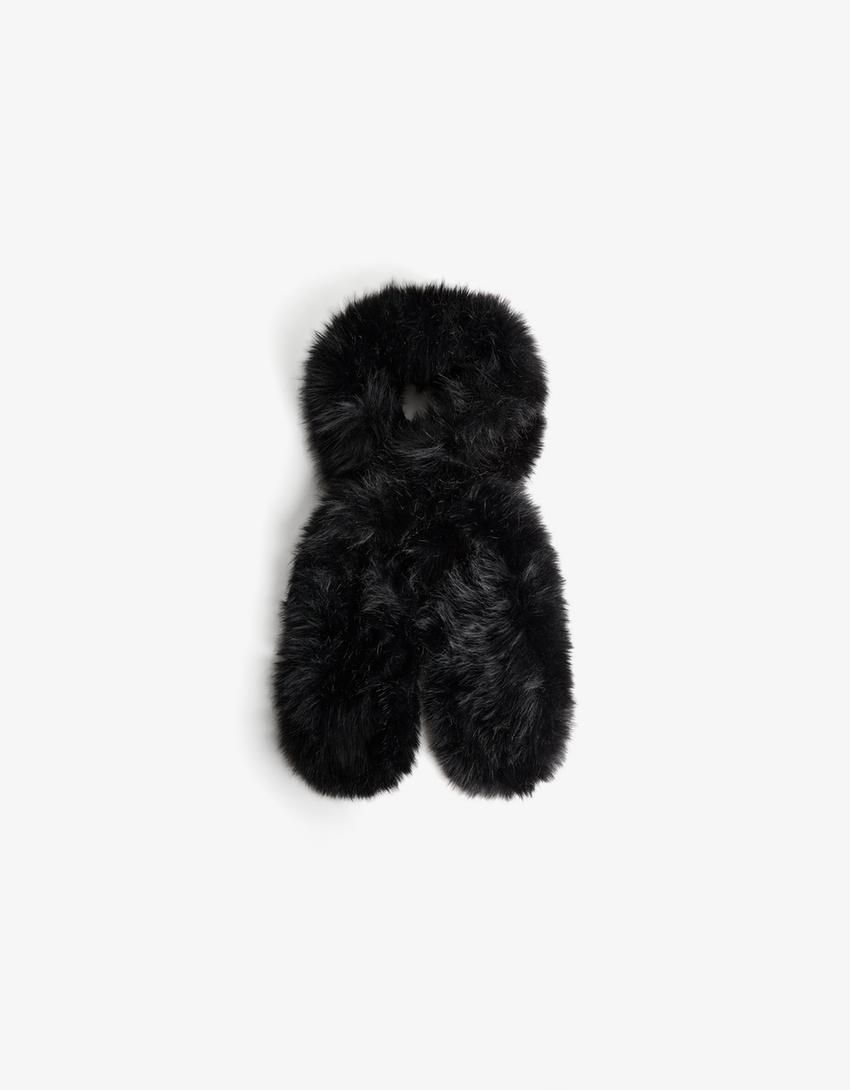 Estola efeito de pelo-Preto