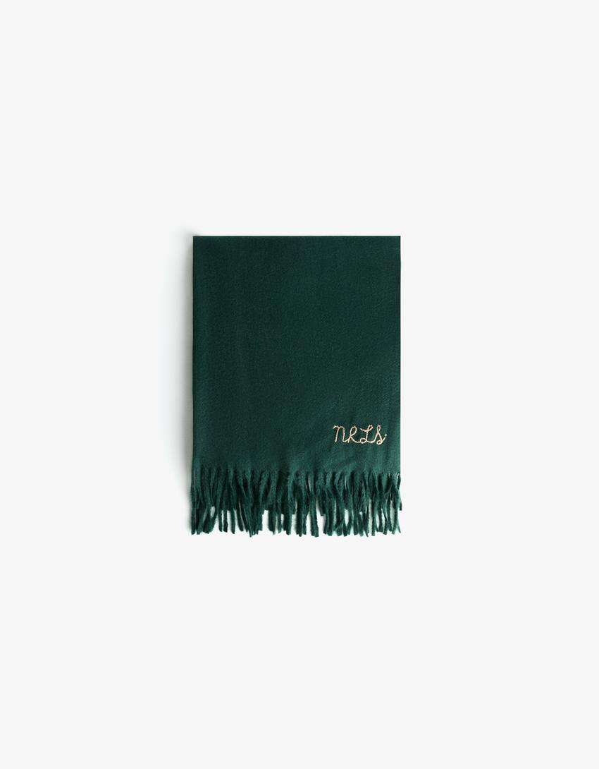 ÉCHARPE BRODÉE-Vert-2