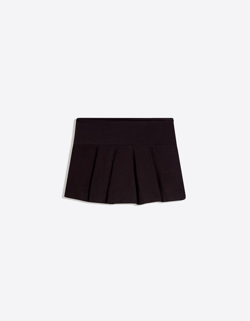 Mini skorts with tie waist-Black