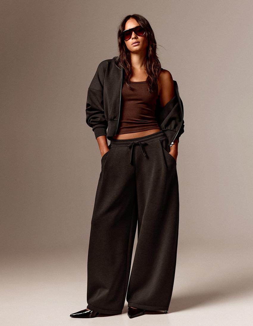 Barrel leg trousers-Brown
