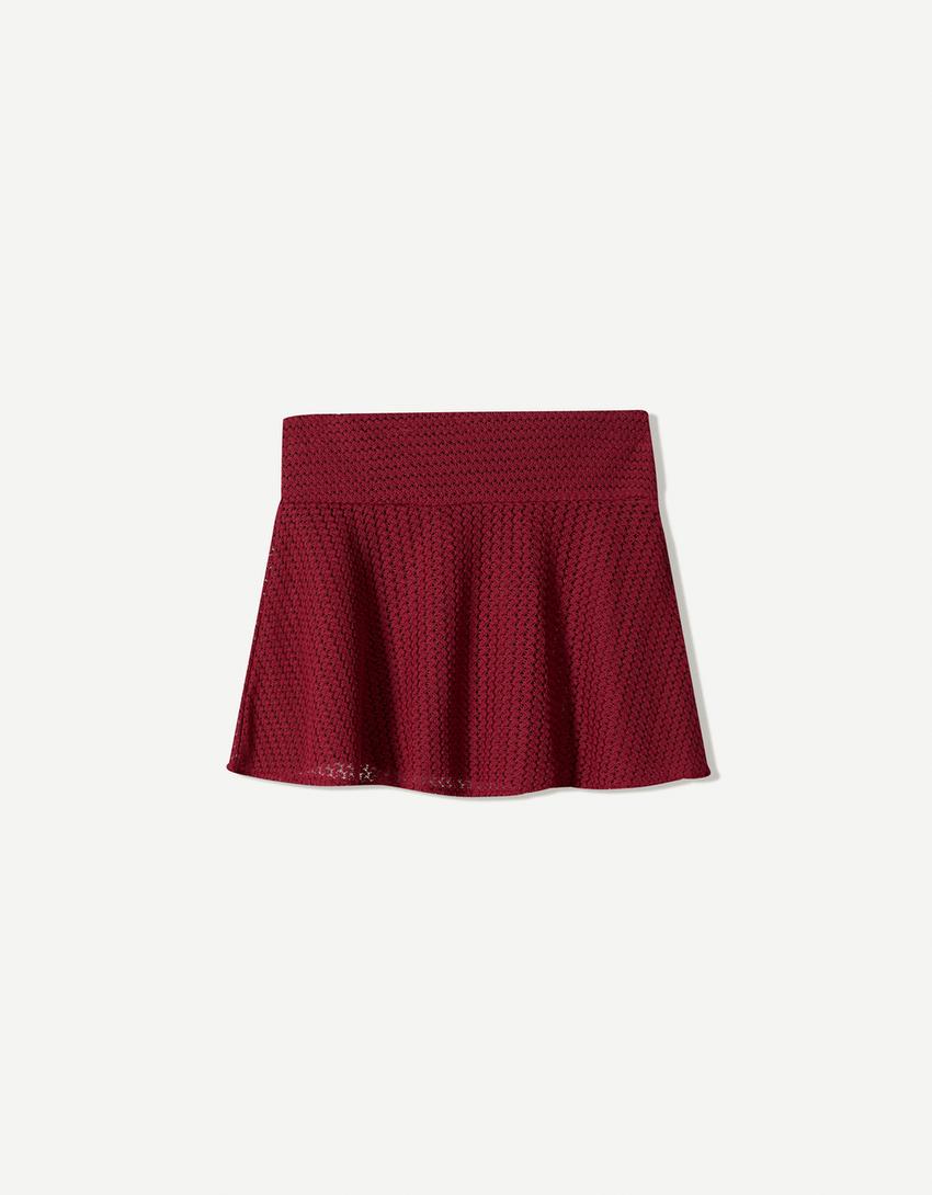 Crochet sarong skirt-Maroon