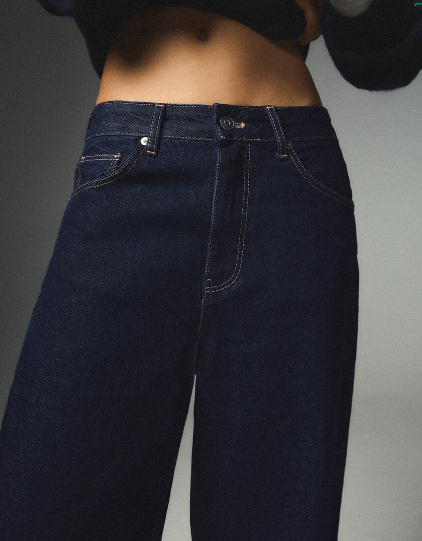 Jeans balloon hebilla trasera rotos-Marino