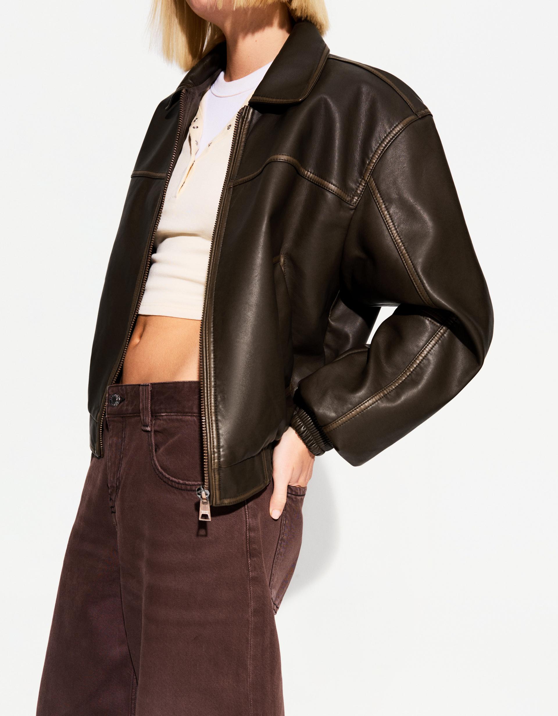 Leather Jacket Blazer En Cuir Bershka Veste Motard En Cuir Rouge