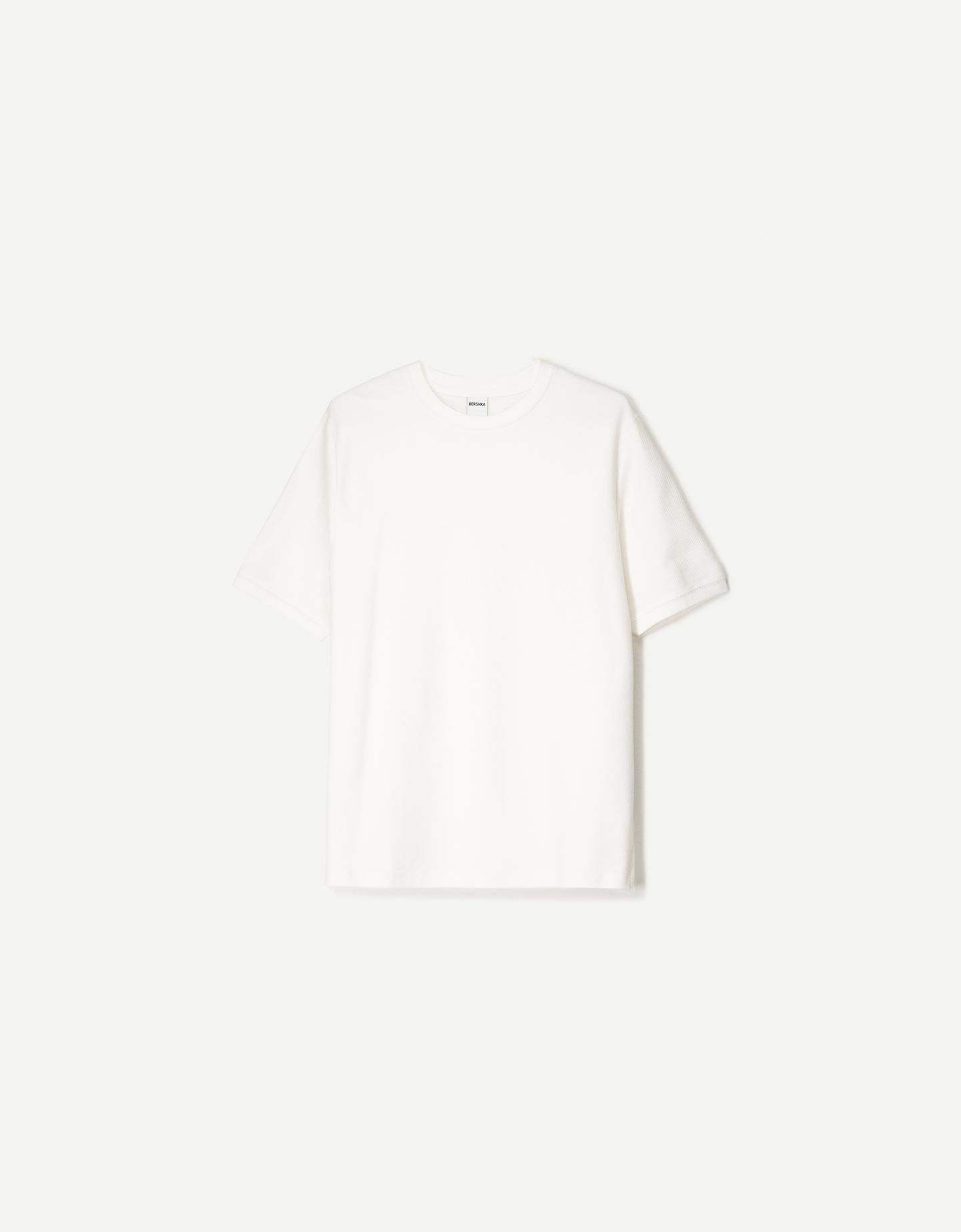 Bershka Camiseta Manga Corta Textura Hombre Xs Blanco Roto