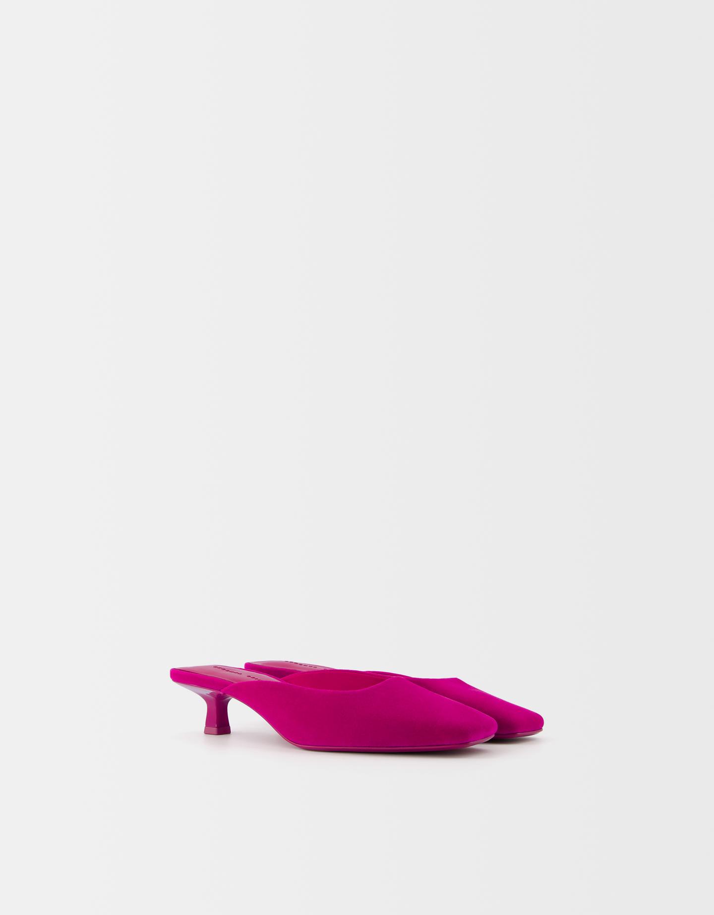 Bershka Zapato Tacón Mule Terciopelo Mujer 38 Fucsia