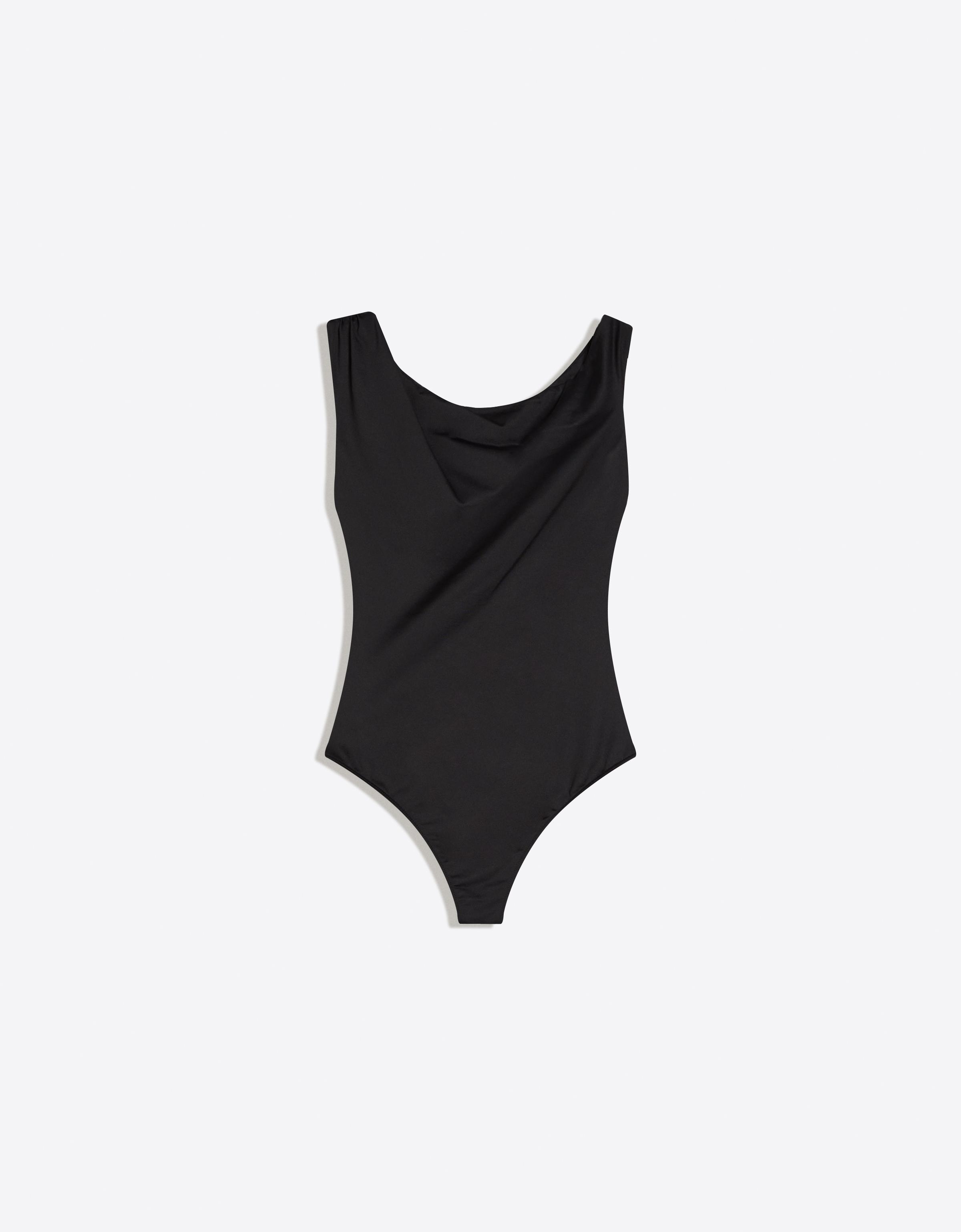 Asymmetric ruched strap bodysuit