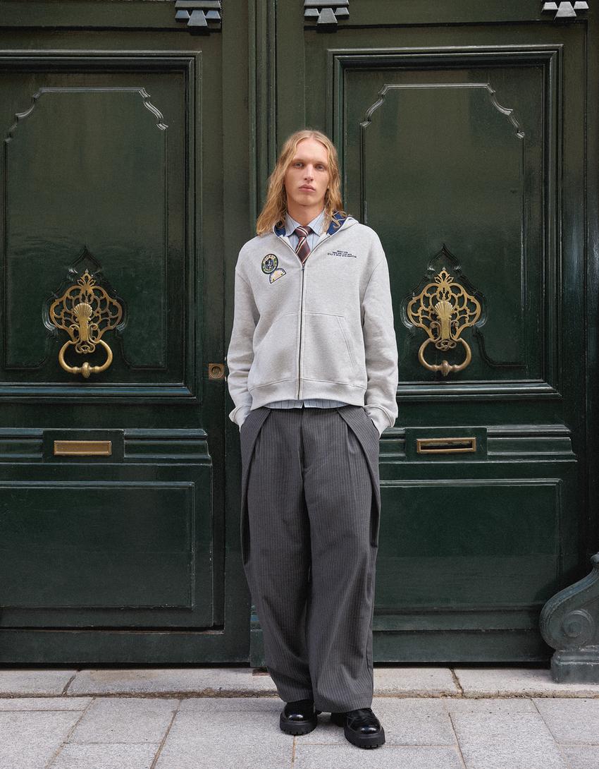 Sweat zippé court imprimé Disney-Gris