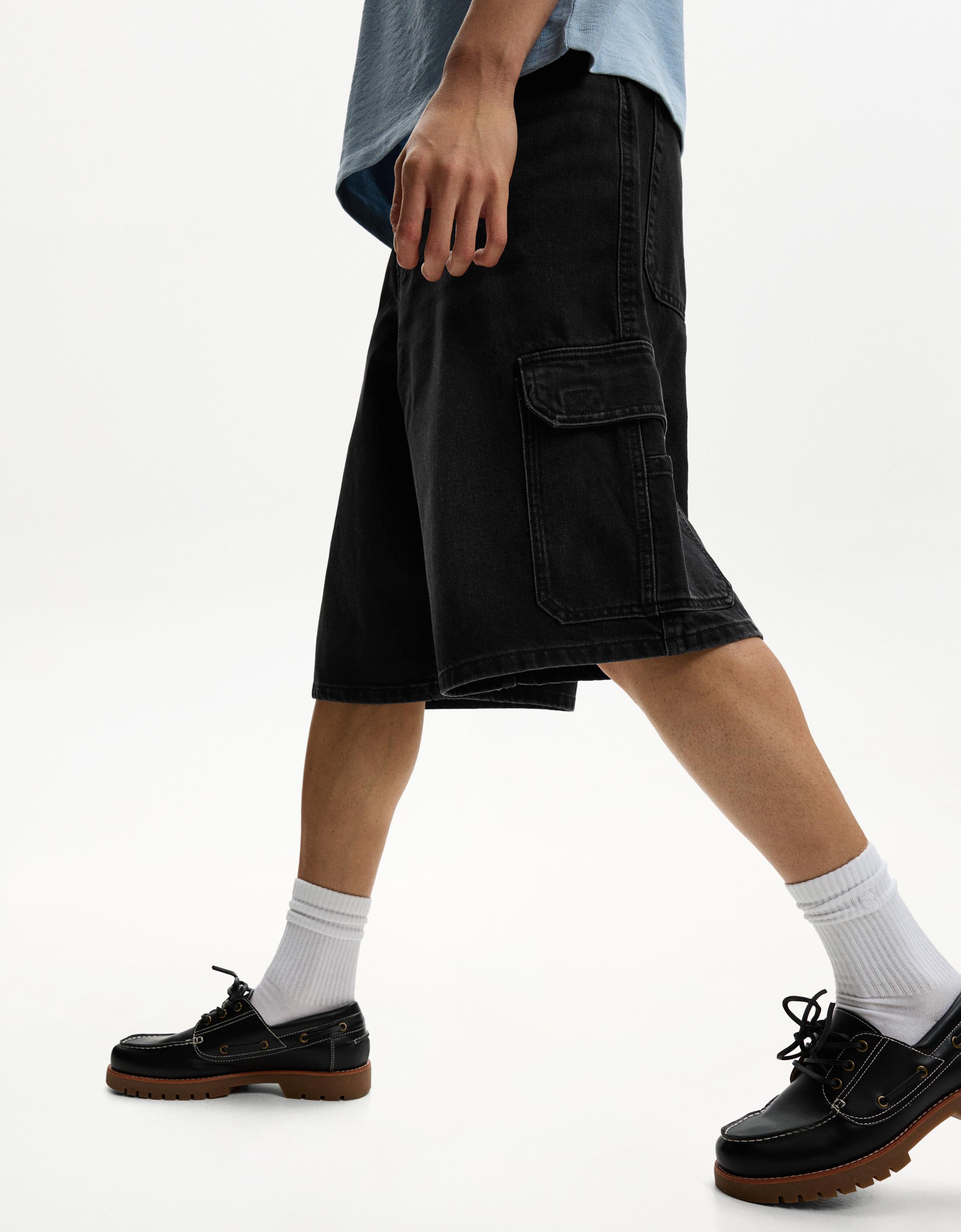 【BAON】[BAONHAUS] Pdel Hopi Banding Bermuda Cargo PT Denim cargo Bermuda shorts - pull&bear