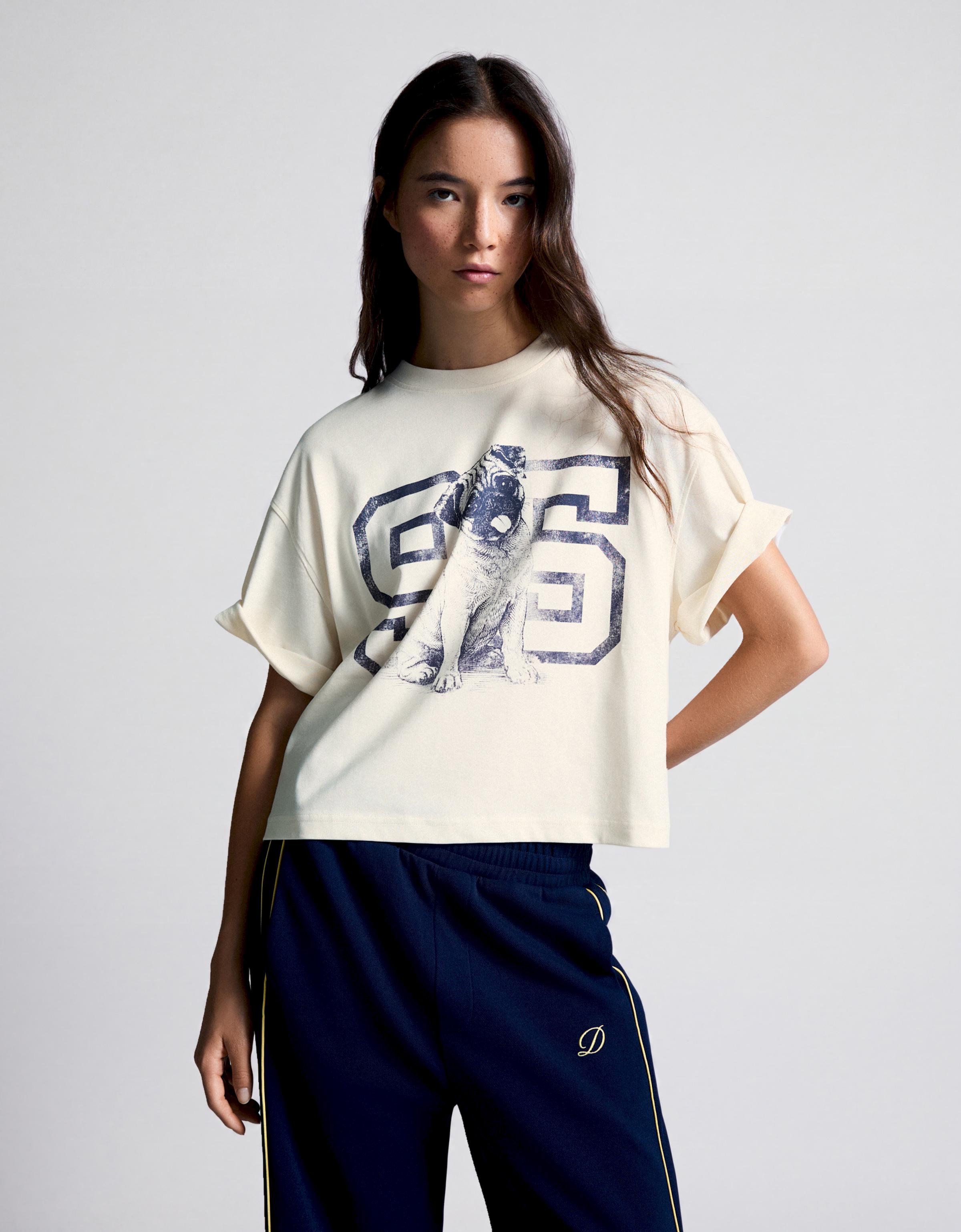 Oversize short sleeve print T-shirt — Cream