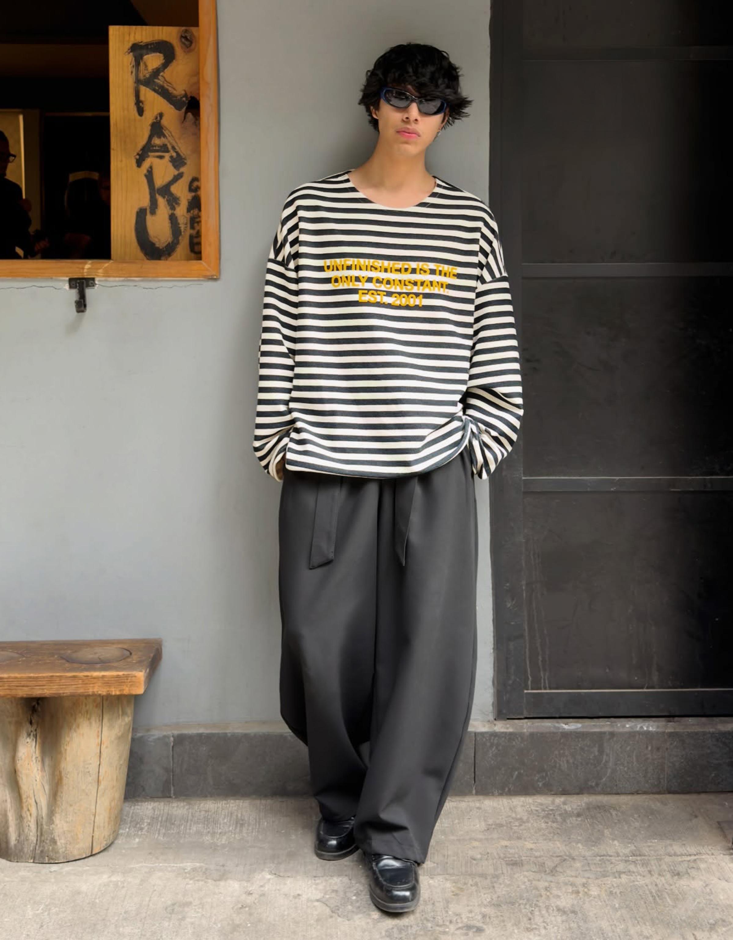 Çizgili bisiklet yaka sweatshirt - Görsel 22