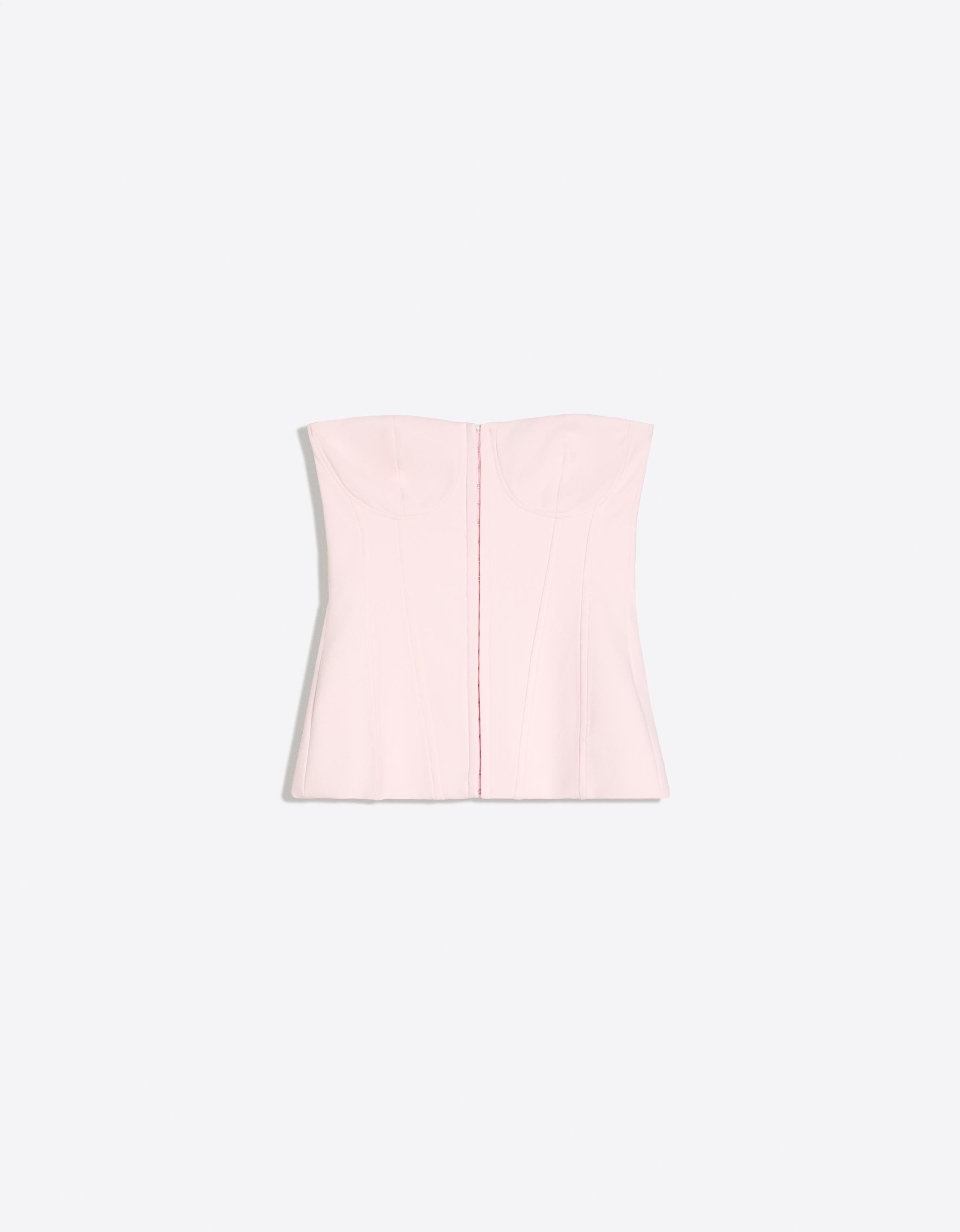 Bershka Top Bandeau Corsé Corchetes Mujer Rosa
