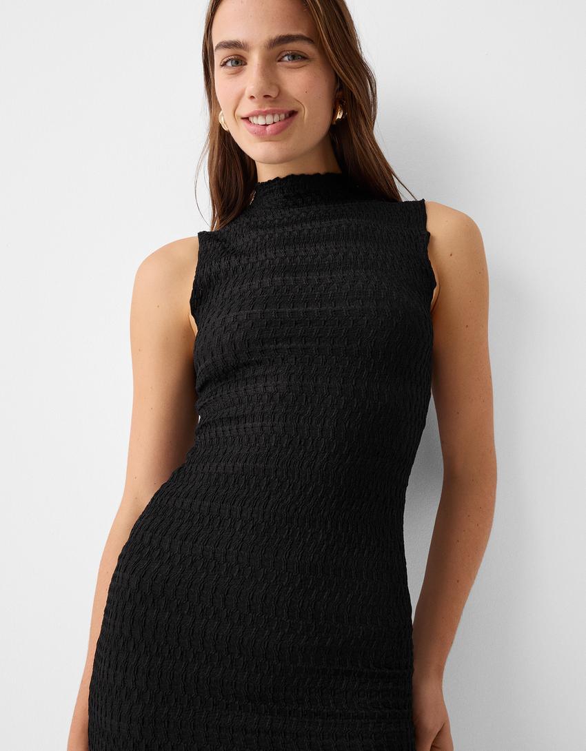 Rustic midi dress-Black-3