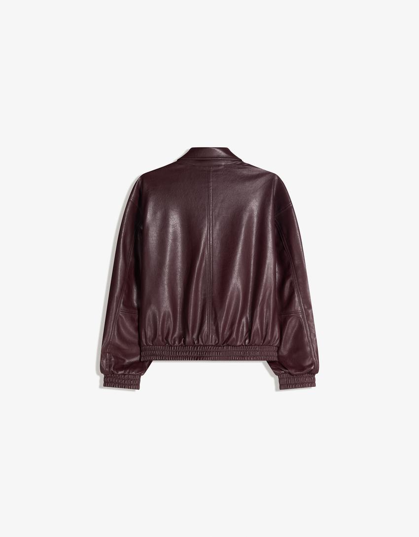 Cazadora efecto piel-Granate