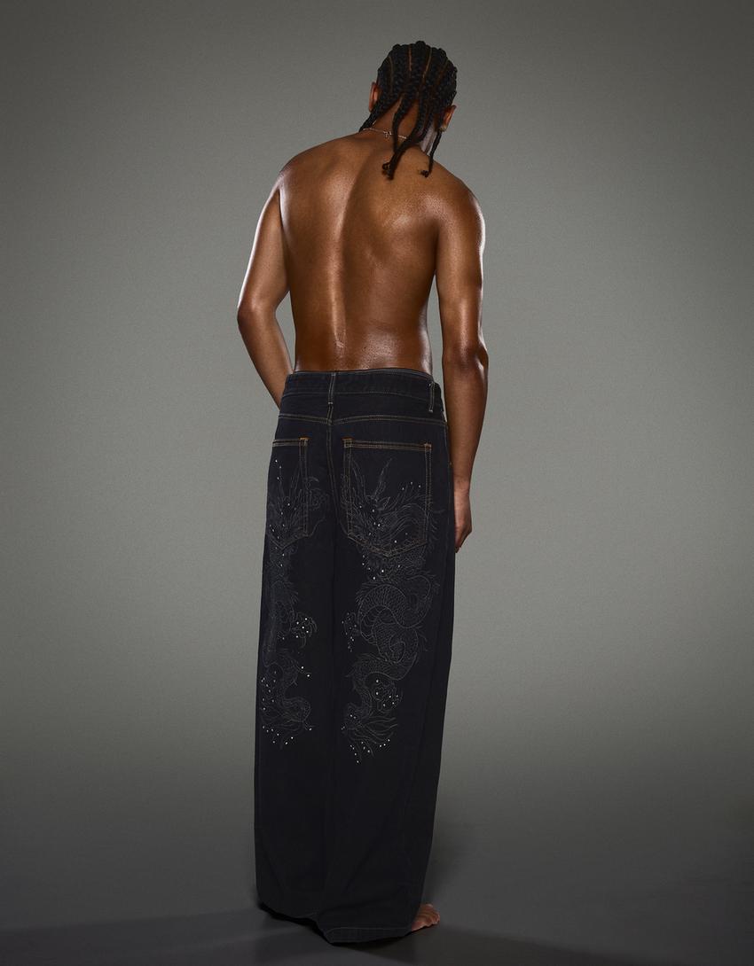 Baggy Jeans mit Laserprint LIMITED EDITION-Dunkelgrau