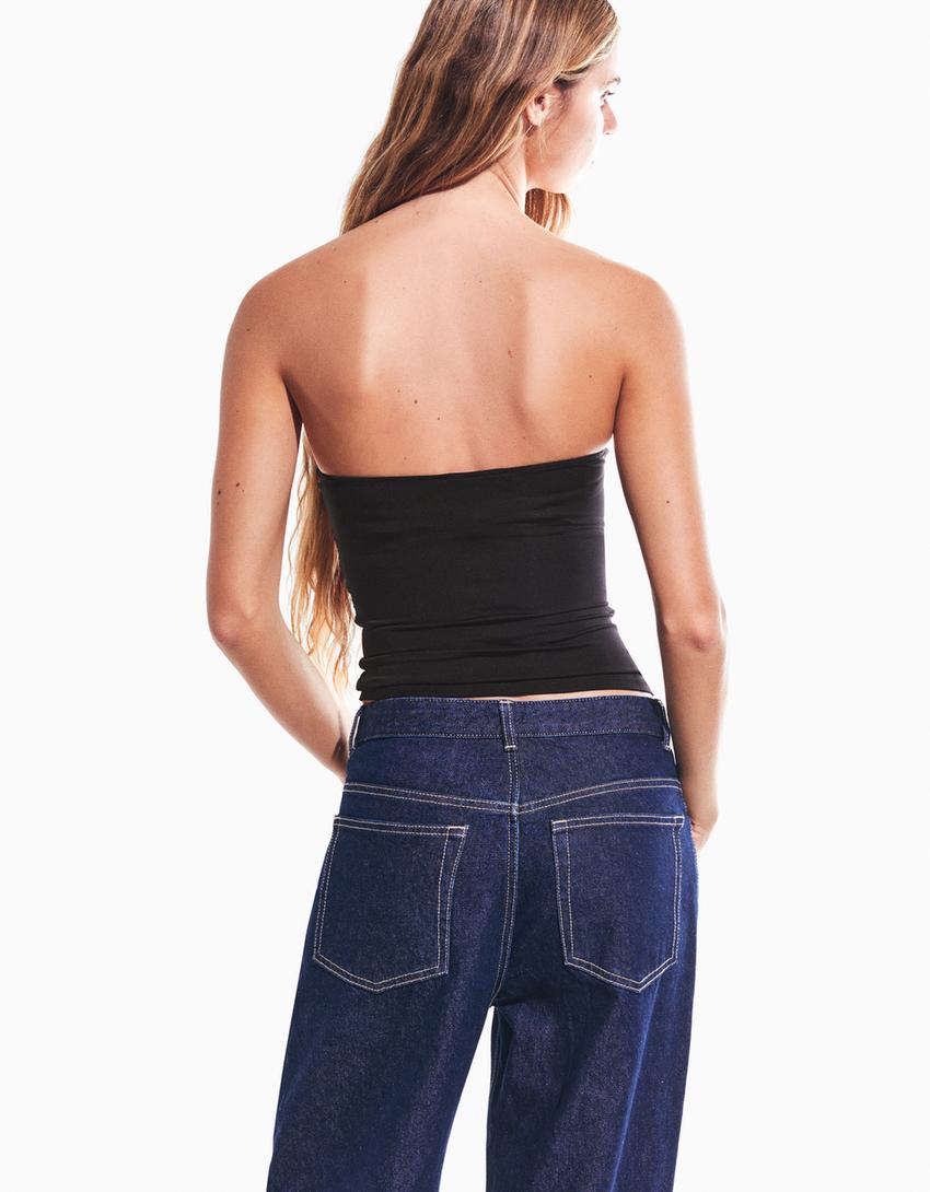 Kroogitud bandeau-topp-Must