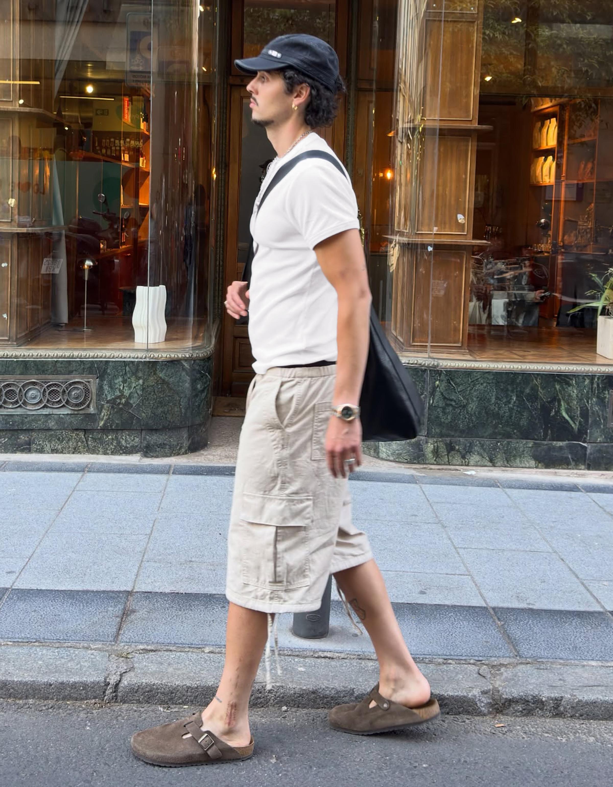 Bershka Bermuda Wide Cargo Hombre Arena
