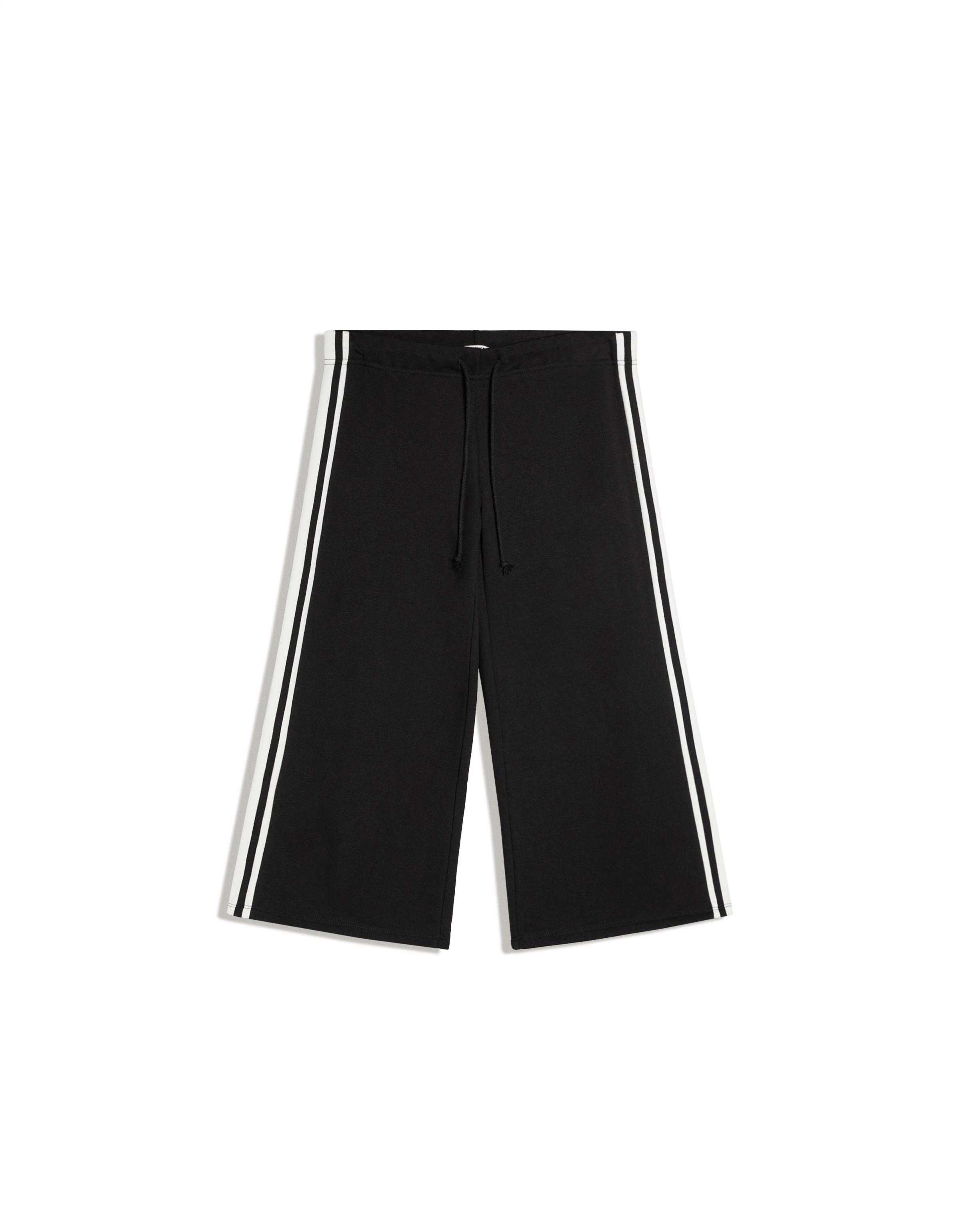 Plush capris with side stripe — Black