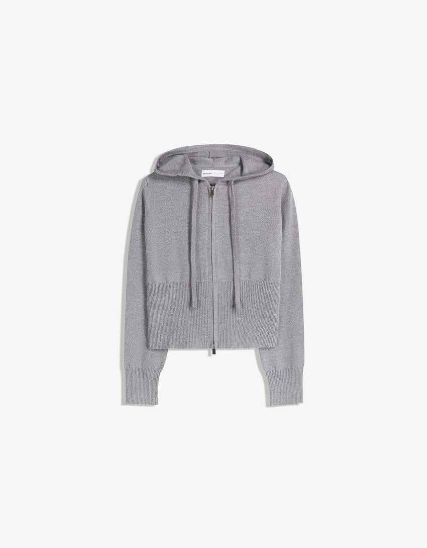 Sweat zippé à capuche-Gris