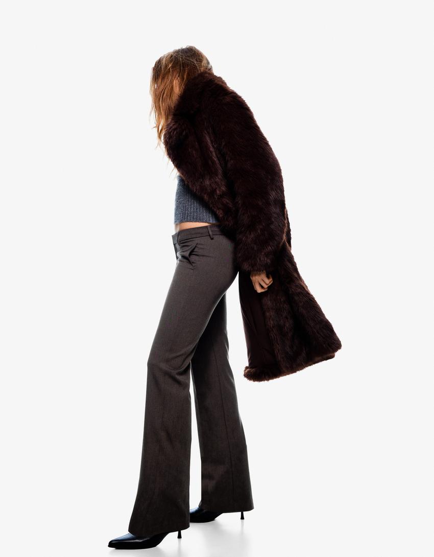 Pantalon bootcut taille basse-Gris