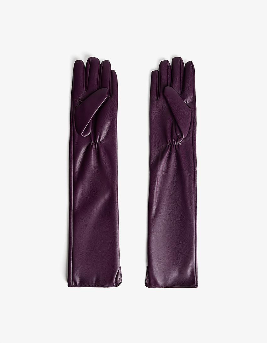 Luvas compridas em polipele-Roxo
