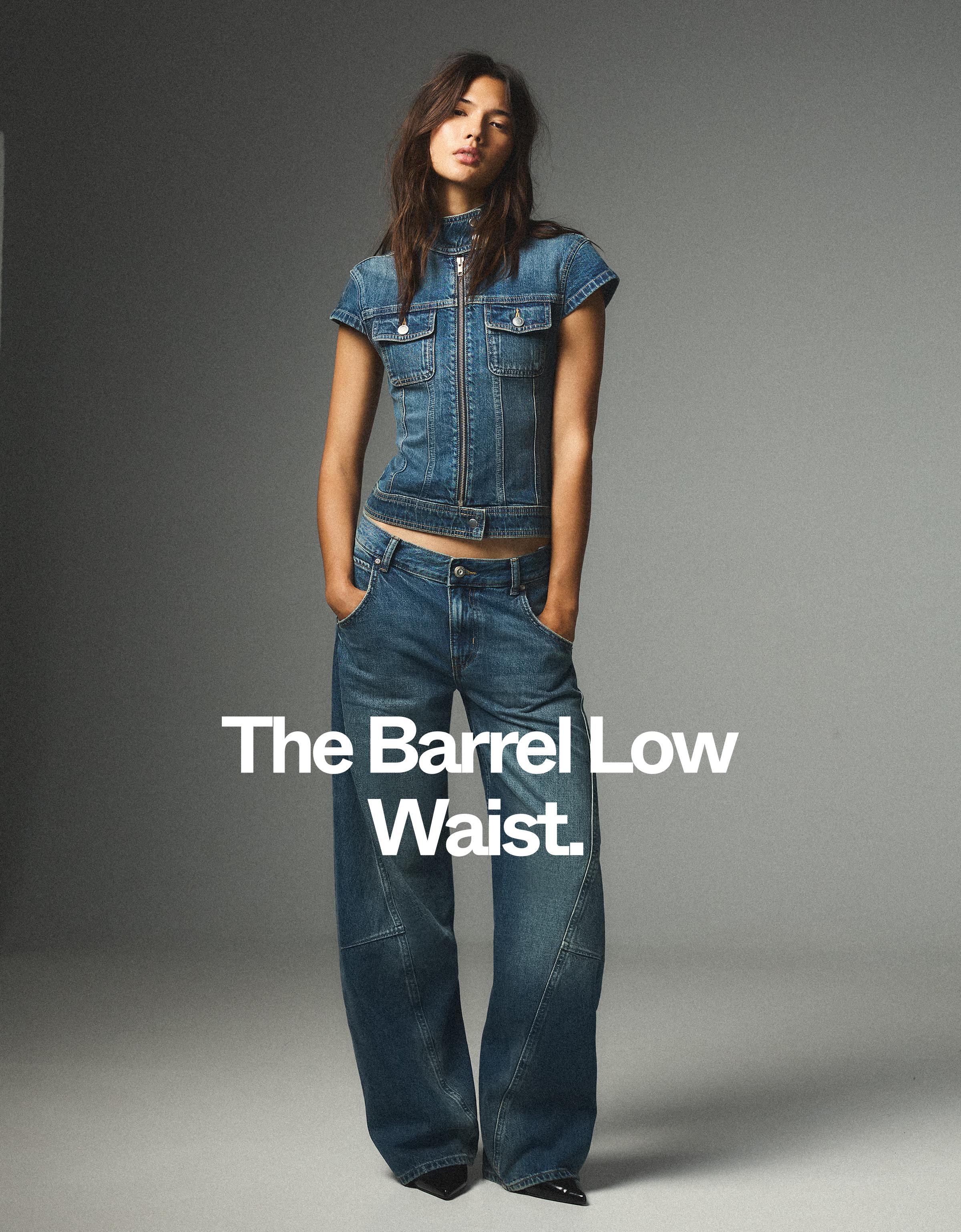 Bershka Düşük bel barrel fit jean görsel 5