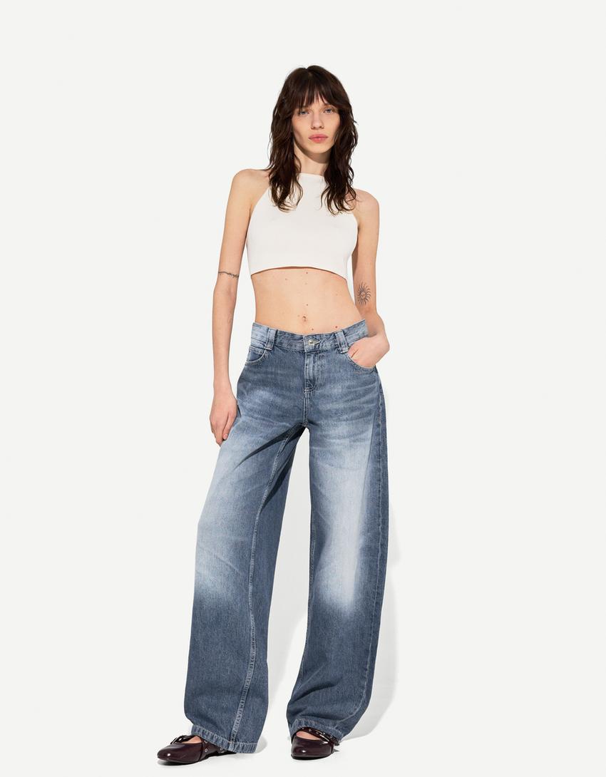 Jeans Vita Media Jeans Barrel Donna Leopardati Vita Media, Gamba