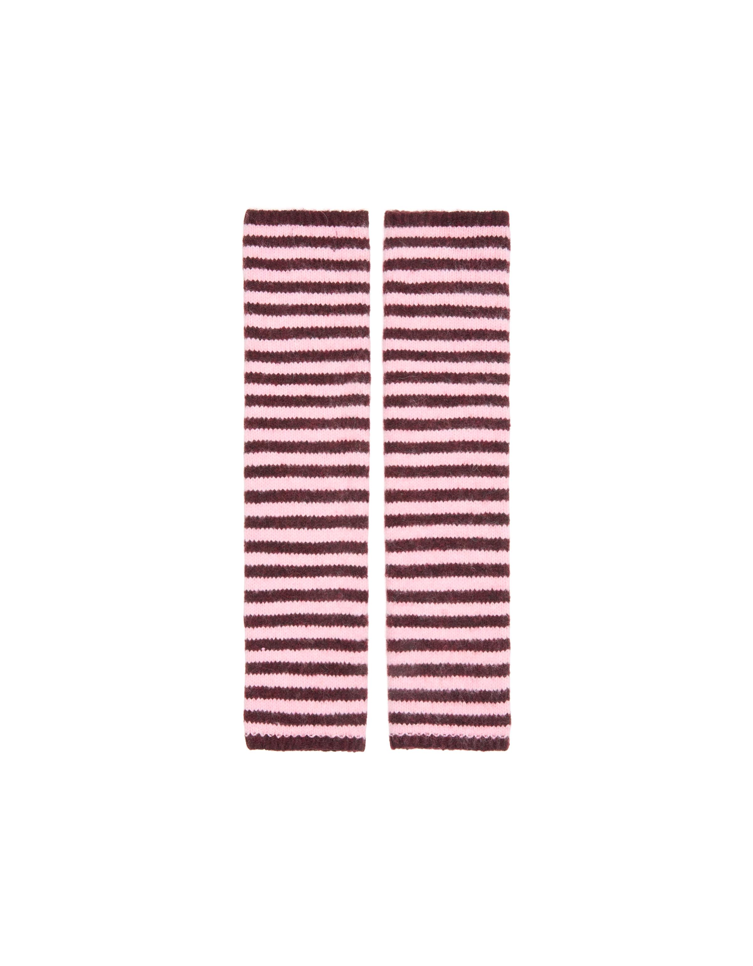 Striped knit mittens — Pink