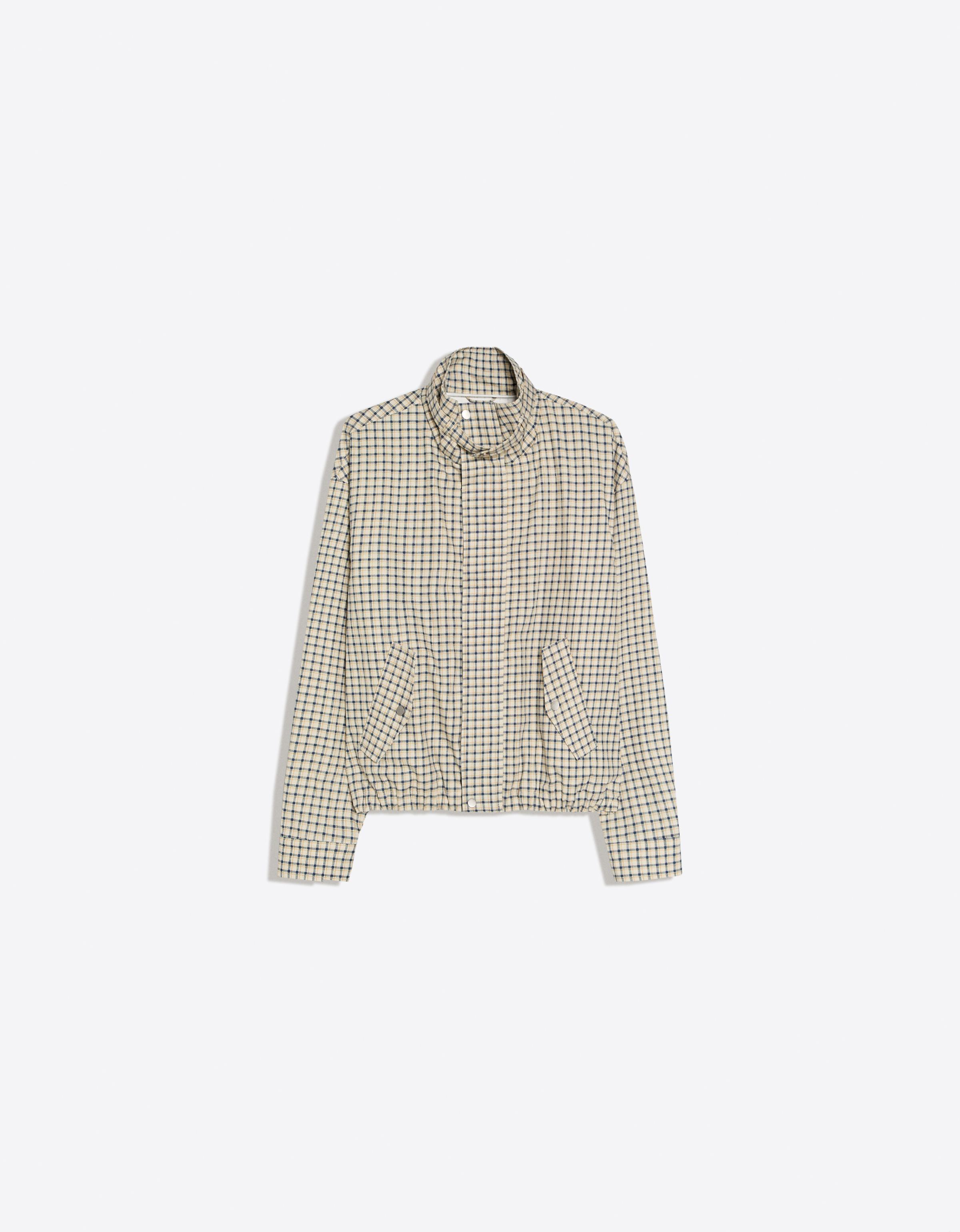 Check zip-up jacket — Cream