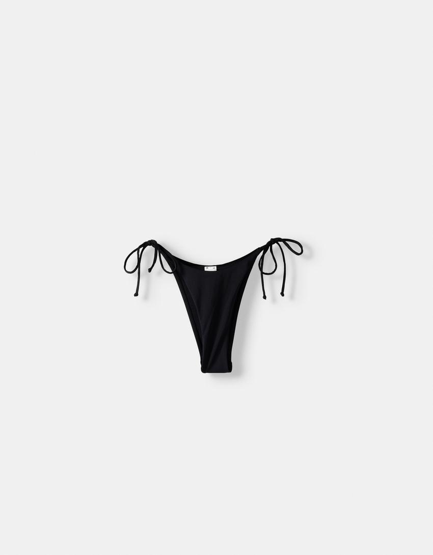 Bikini bottoms with thin straps-Black-4