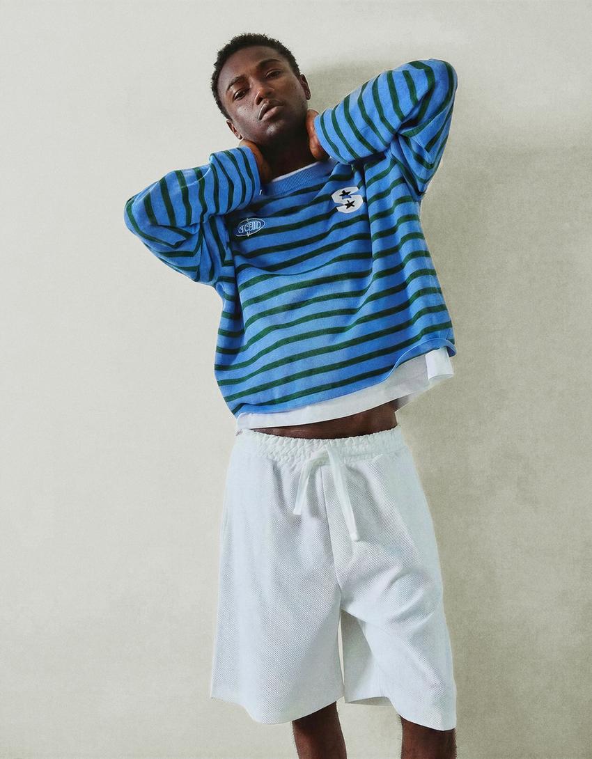 Twill Bermuda shorts-Off white